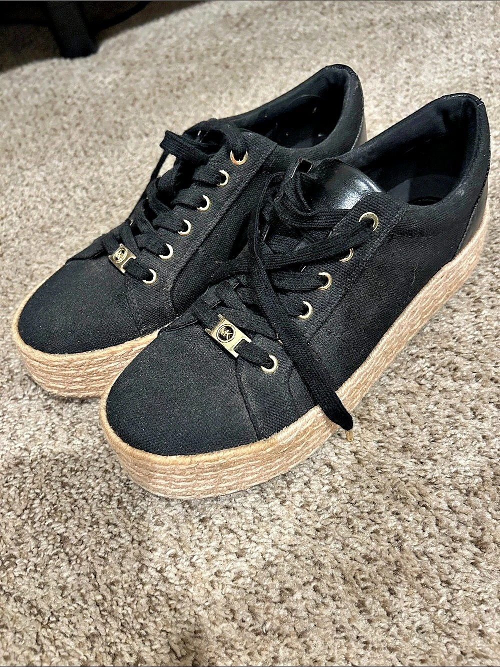 Michael Kors Twine Canvas Platform Sneaker Sneakers Black & Brown 9.5
